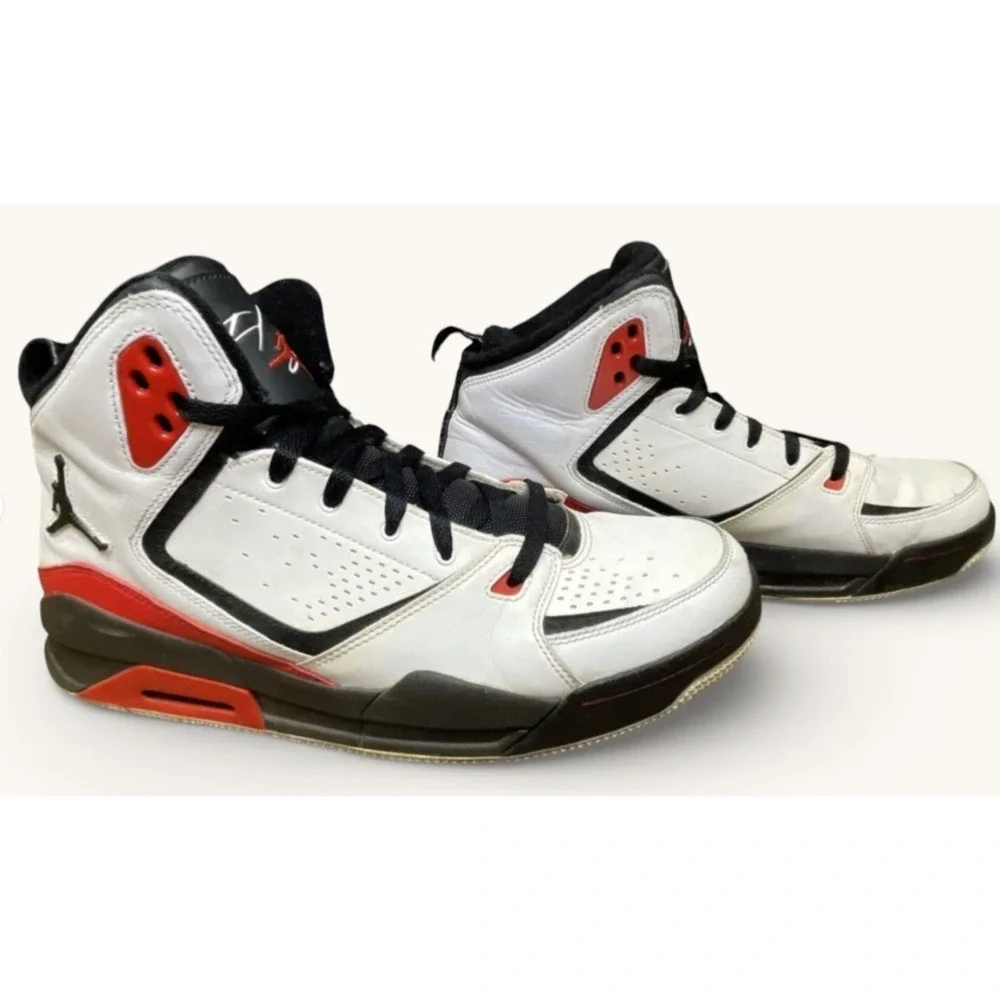 Jordan SC-2 High Top Shoes Mens 11.5 White Black Red Basketball‎ Nike